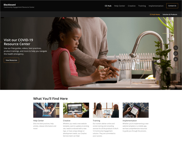 Community engagement resource center website preview
