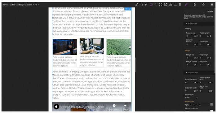 Page builder editor responsive mode preview